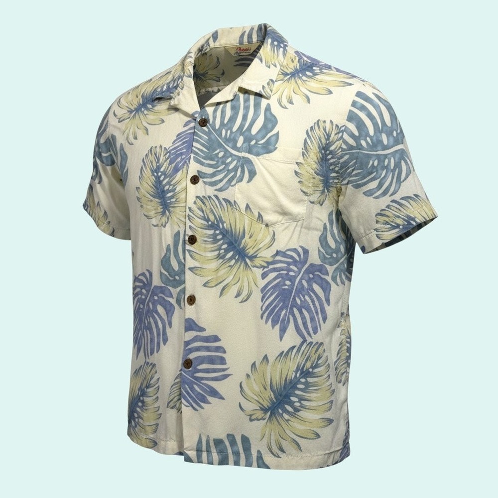 Hawaii Hangover Size L Blue Tropical Hawaiian Shirt Rayon Beachy